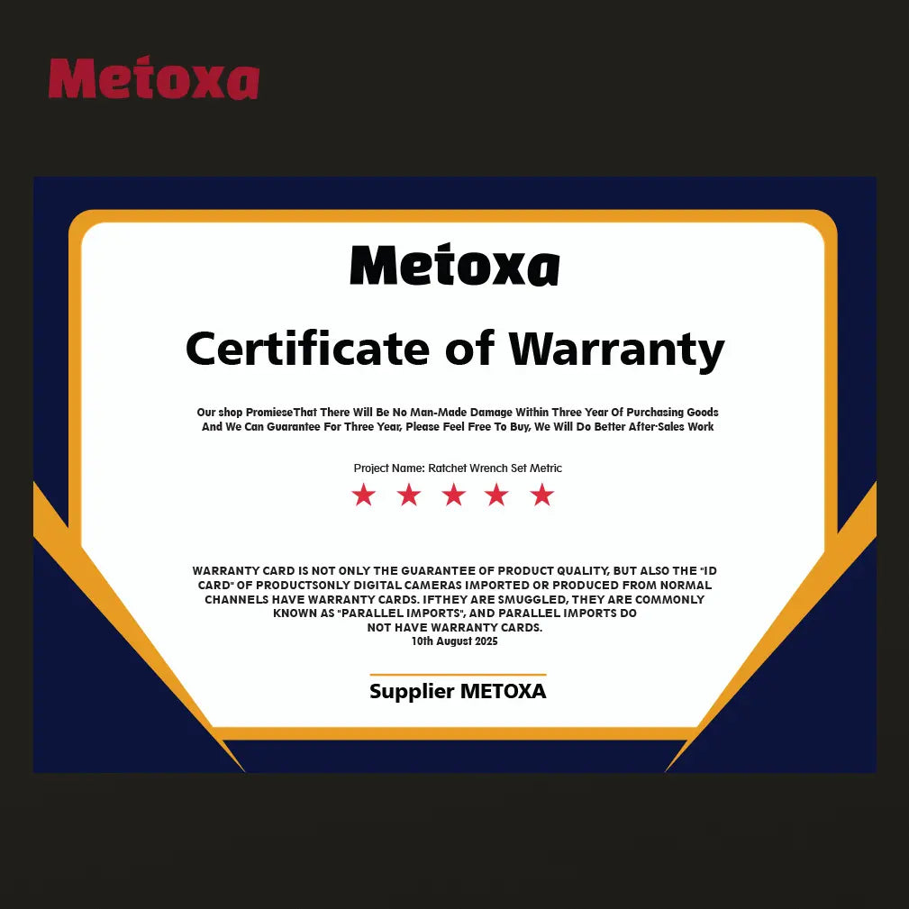 Metoxa 12-Piece Metric Combination Ratcheting Wrench Set (8mm–19mm, 72-Teeth)