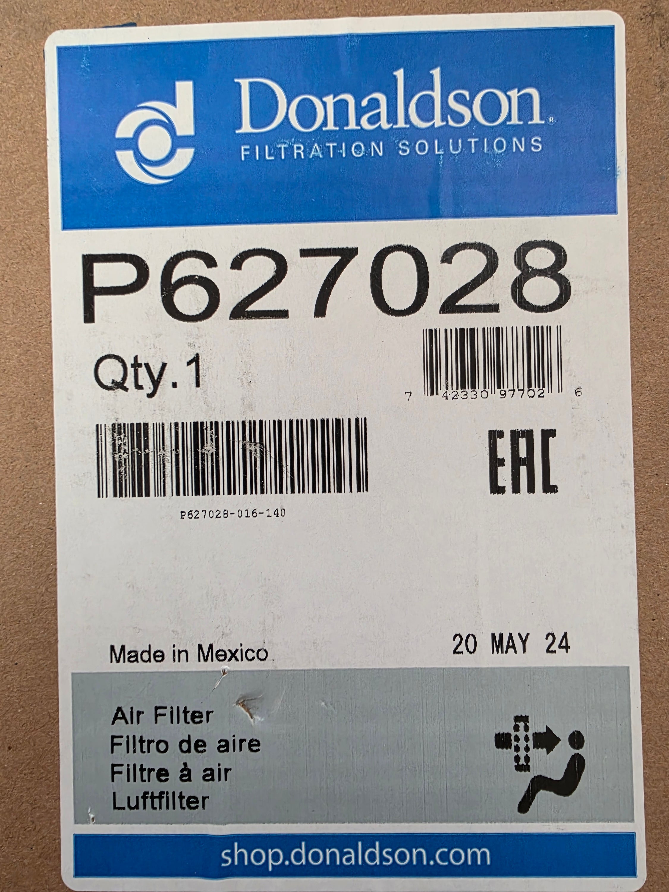 Genuine Donaldson P627028 Ventilation Air Filter | Fits Caterpillar Backhoe Loaders