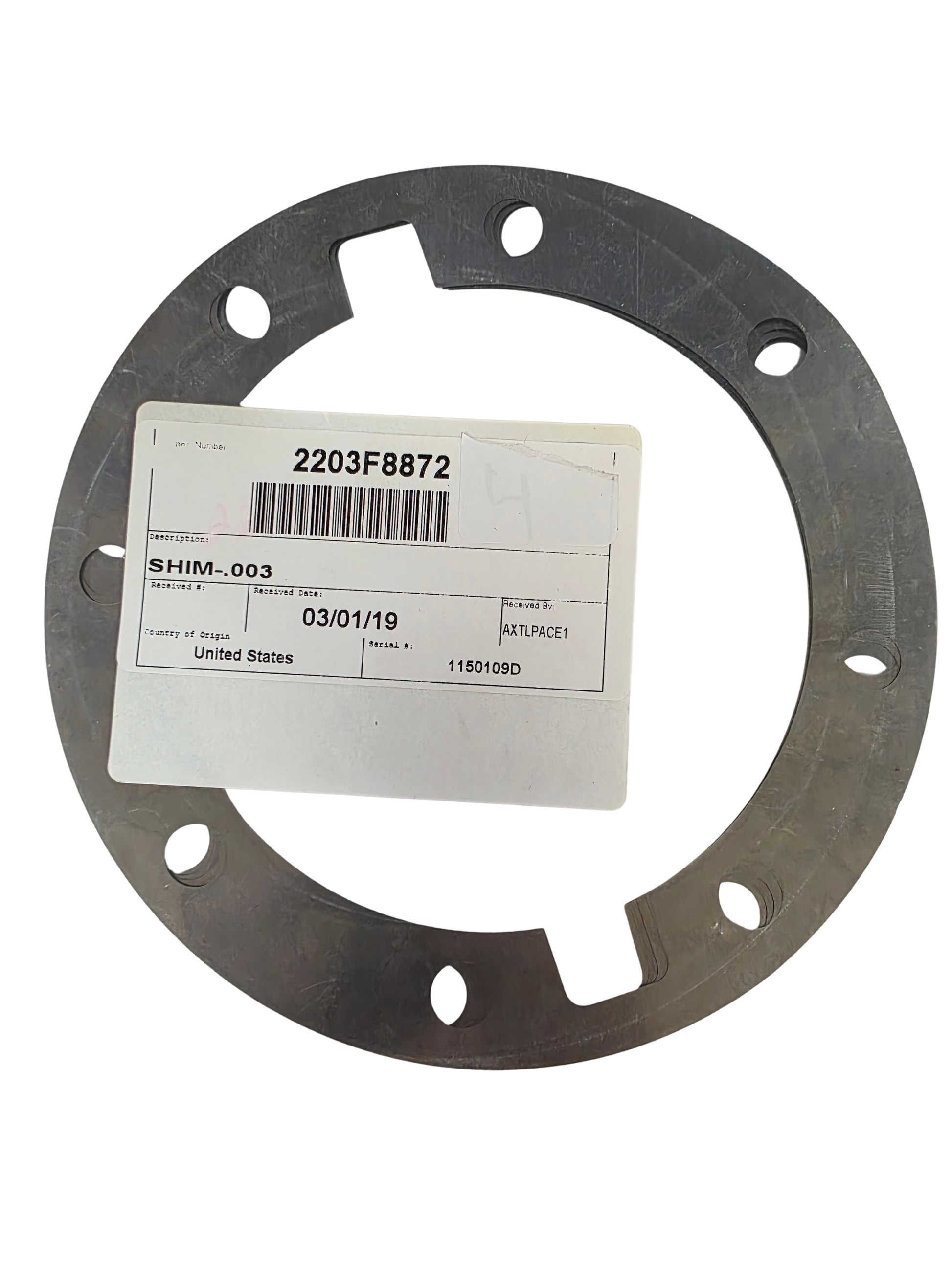 Meritor # 2203F8872; Precision Shim .003 for Differential and Driveline service.