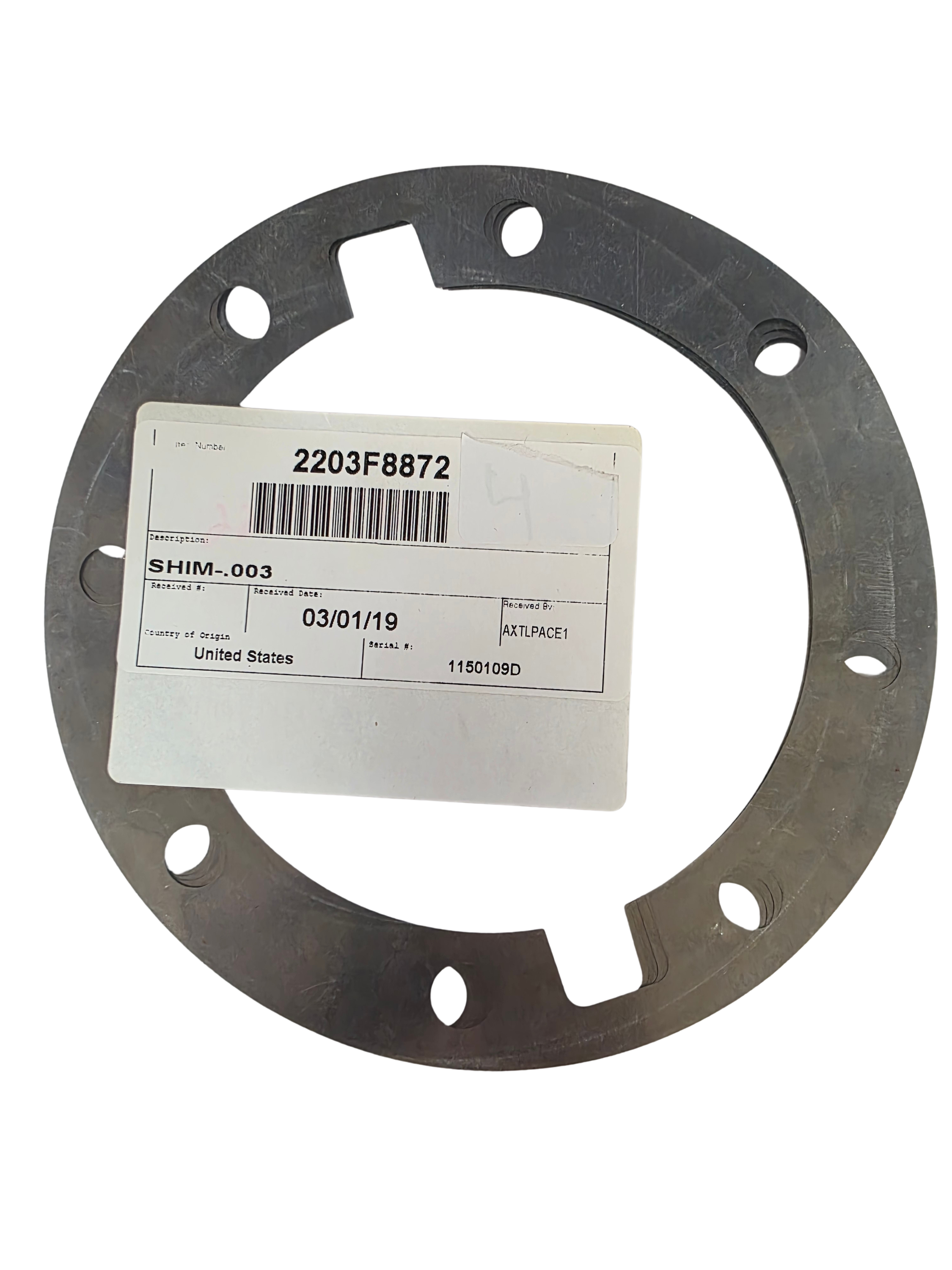 Meritor # 2203F8872; Precision Shim .003 for Differential and Driveline service.