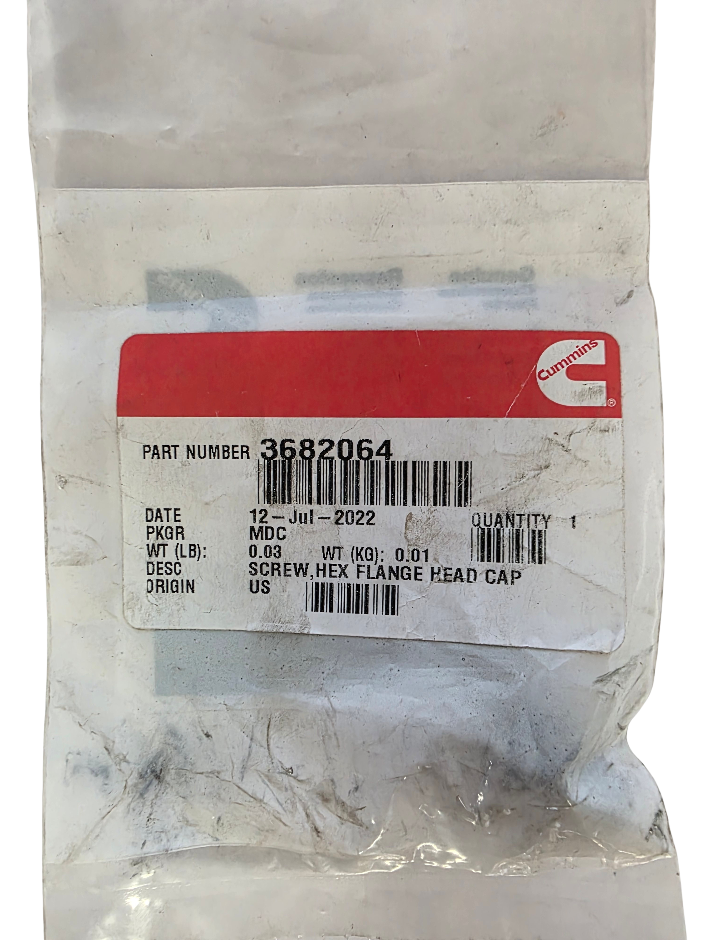 Genuine Cummins 3682064 Hex Flange Head Cap Screw | Fits ISX15, QSX15, ISX12 | Engine Bolt OEM Package