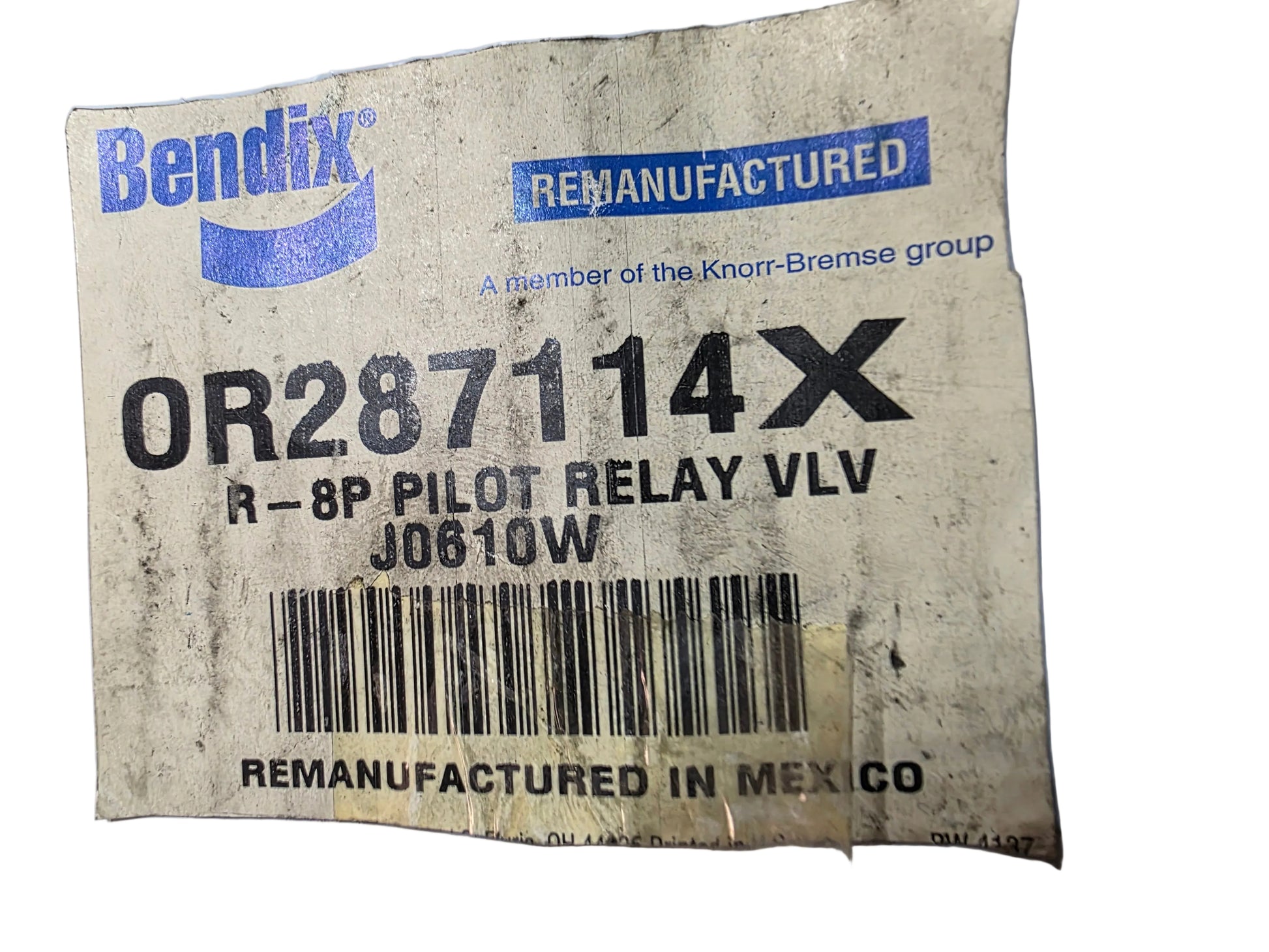 Genuine Bendix 287114X R-8P Pressure Equalizing Relay Valve (No Core Charge) Product label