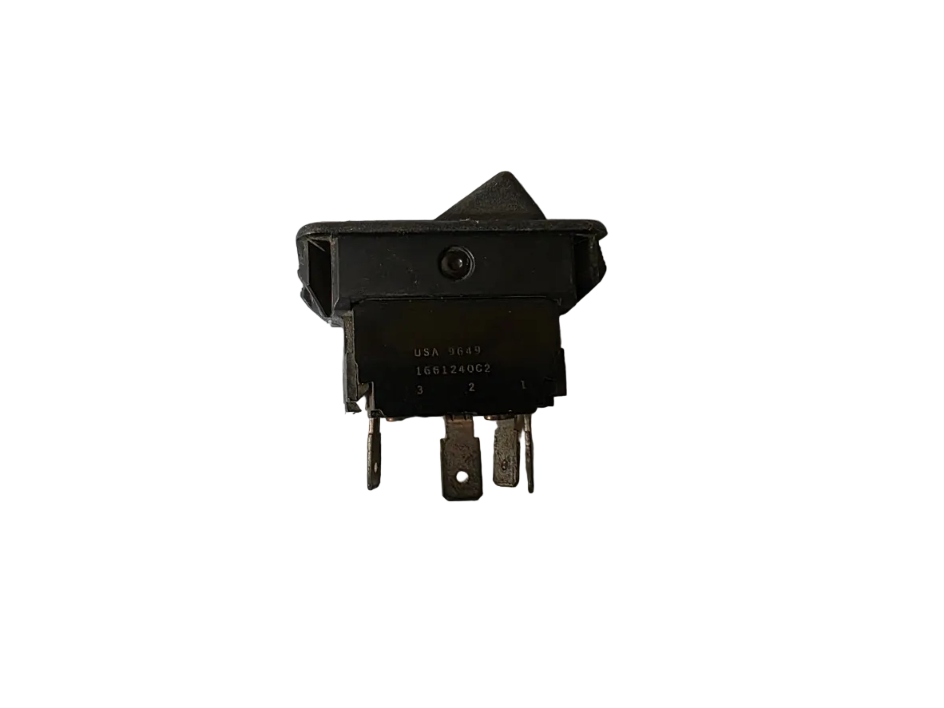 Genuine International Navistar 1611240C2 Heated Mirror Rocker Switch side view with OEM Part Number View