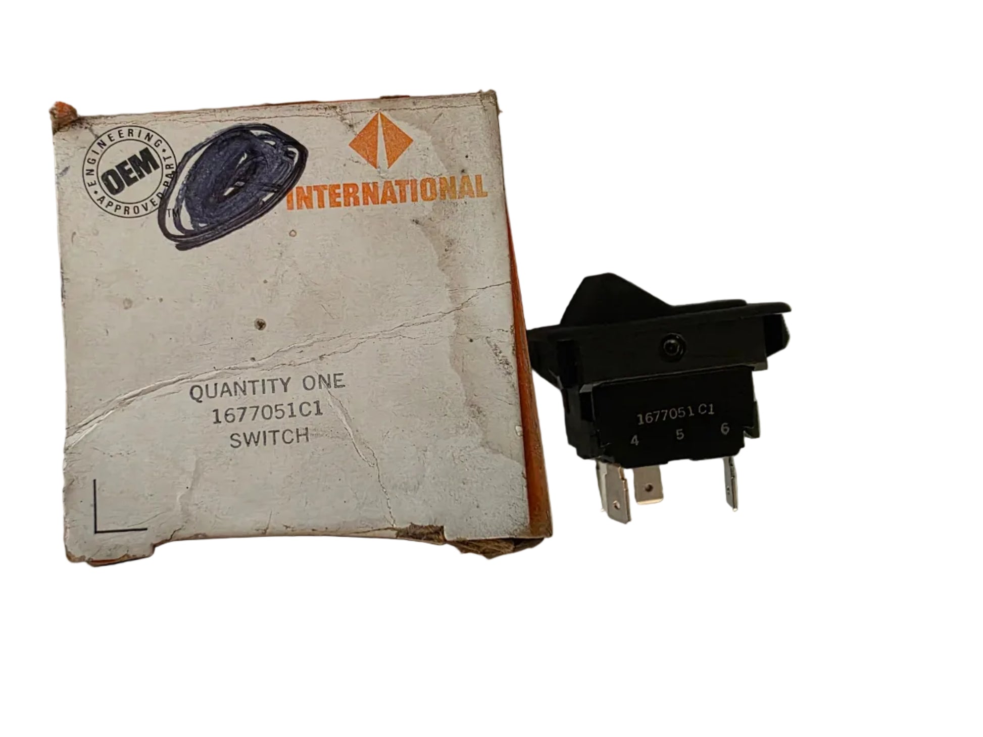 Genuine International Navistar 1677051C1 Lighted Rocker Switch - SPST Aux On/Off with OEM Package