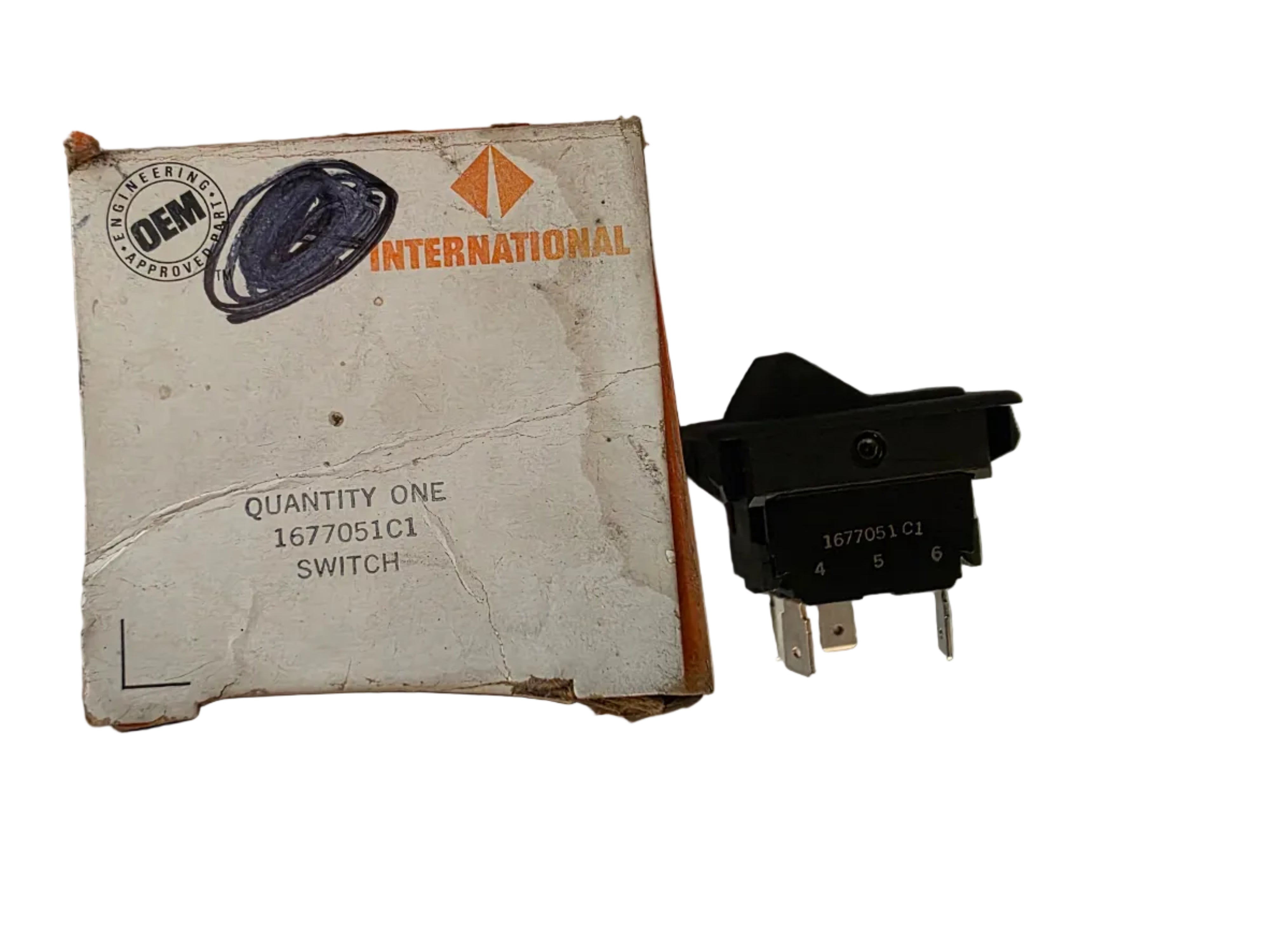Genuine International Navistar 1677051C1 Lighted Rocker Switch - SPST Aux On/Off with OEM Package
