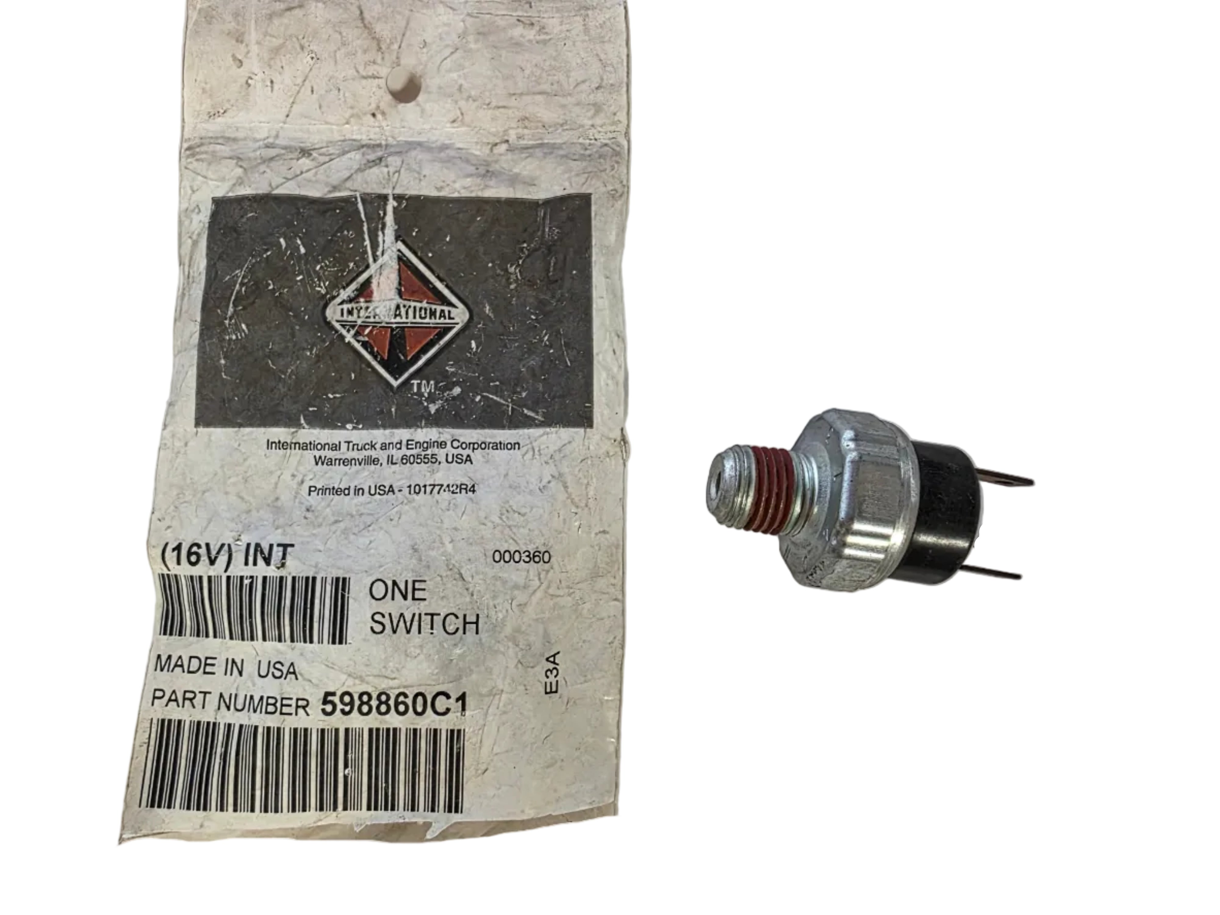 Genuine International Navistar 598860C1 Air System Low-Pressure Switch with OEM Package