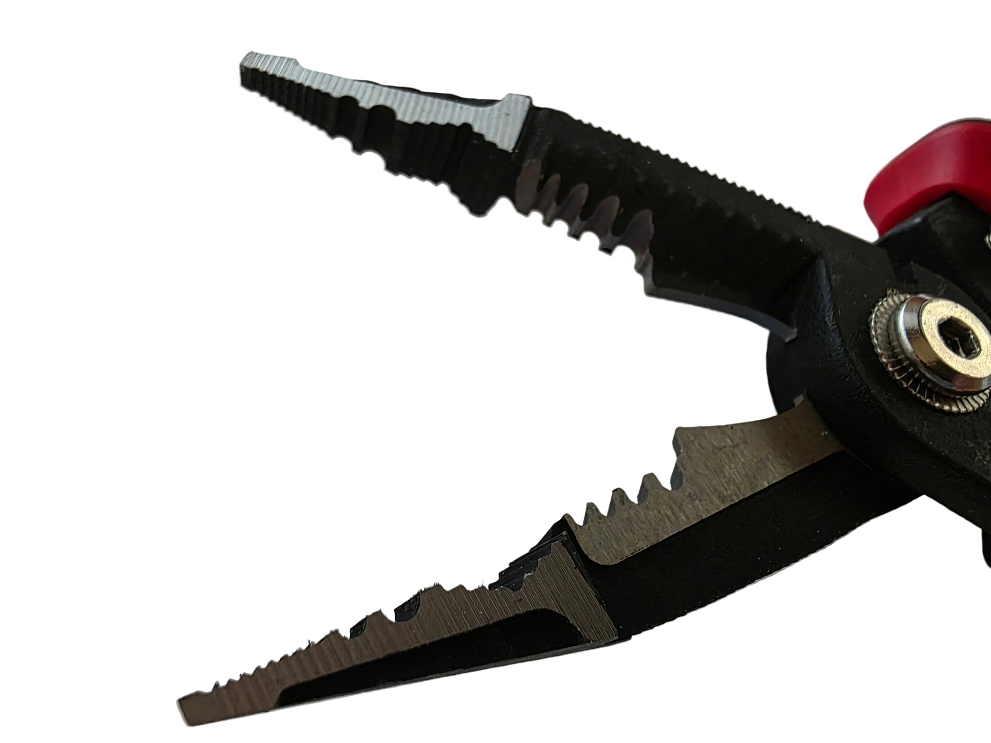 Multifunctional tool with plier and knife blade on a white background