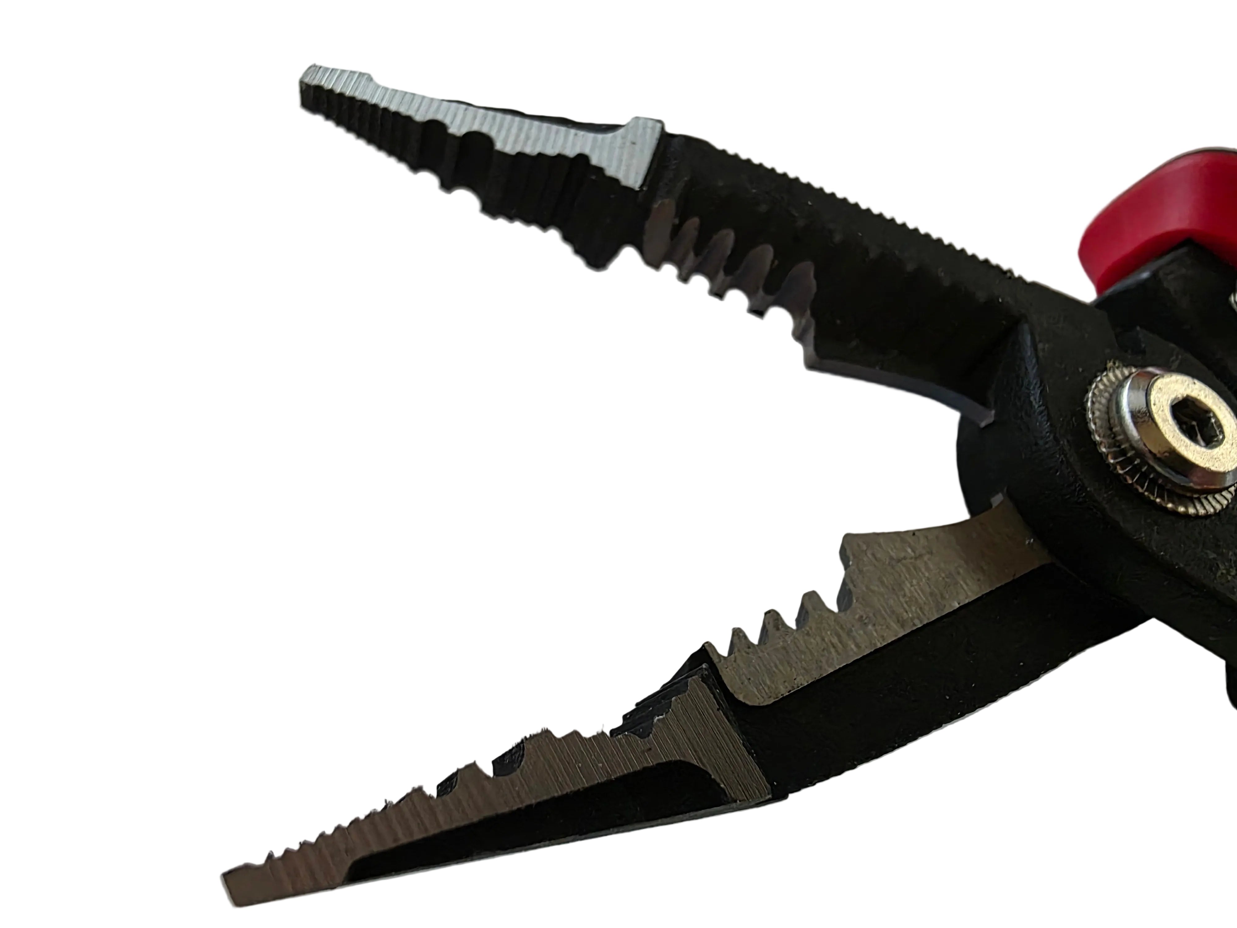 Multifunctional tool with plier and knife blade on a white background