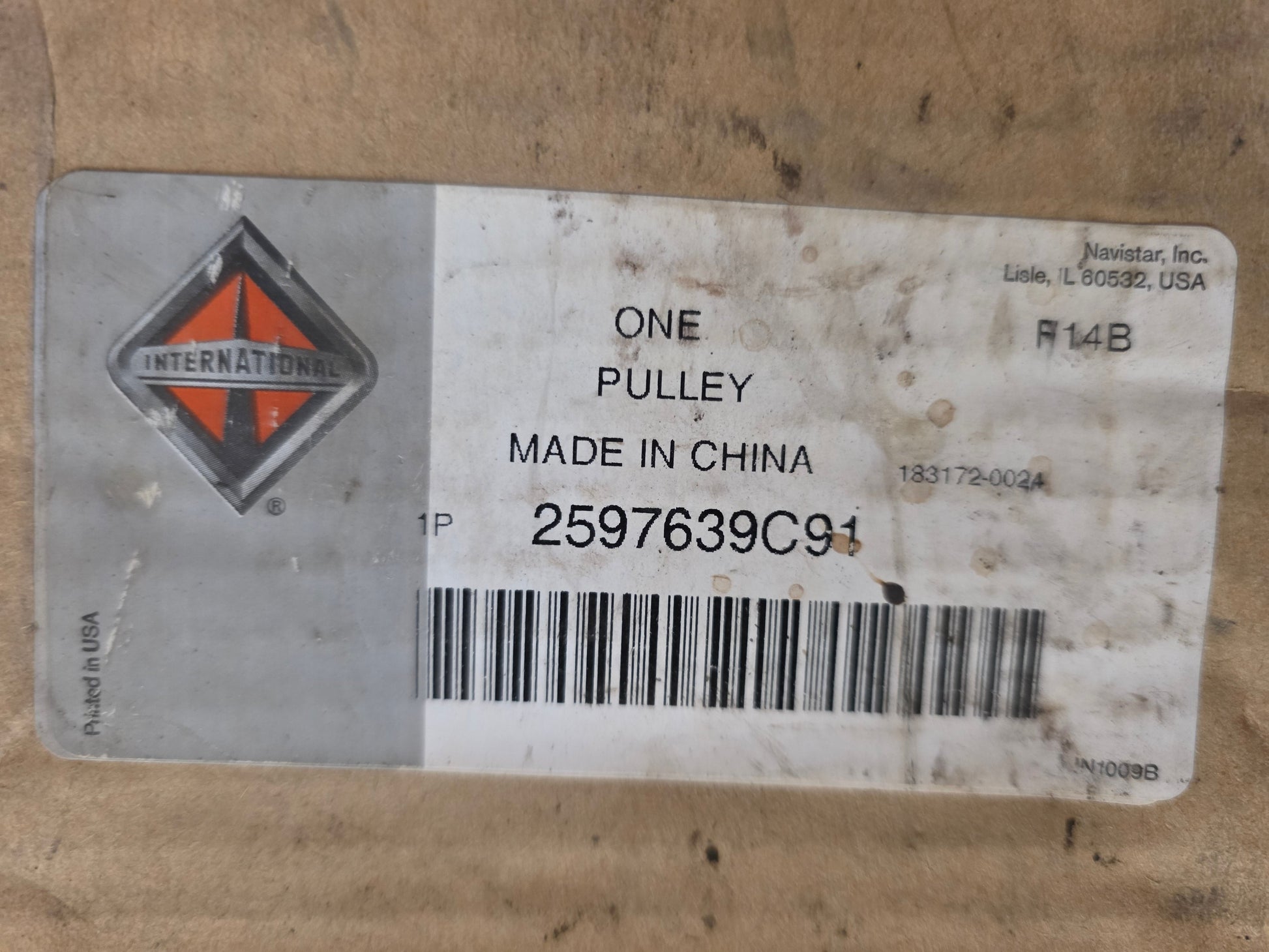 2597639C91 Genuine International Truck A/C Compressor Drive Pulley OEM Label