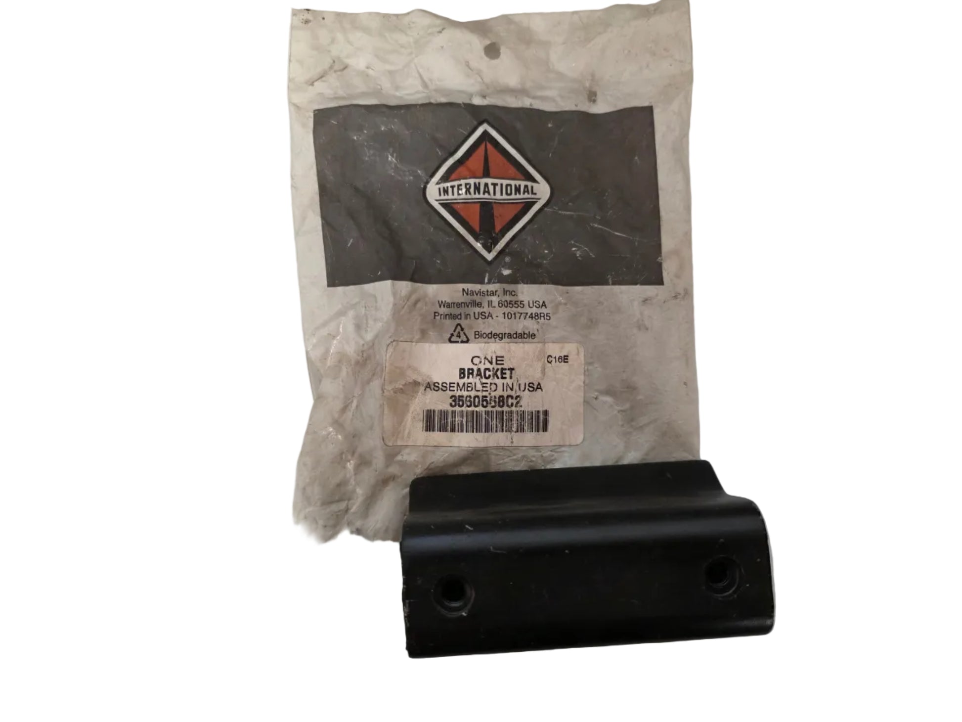 genuine International 3560568C2 outer hood support bracket with OEM Package
