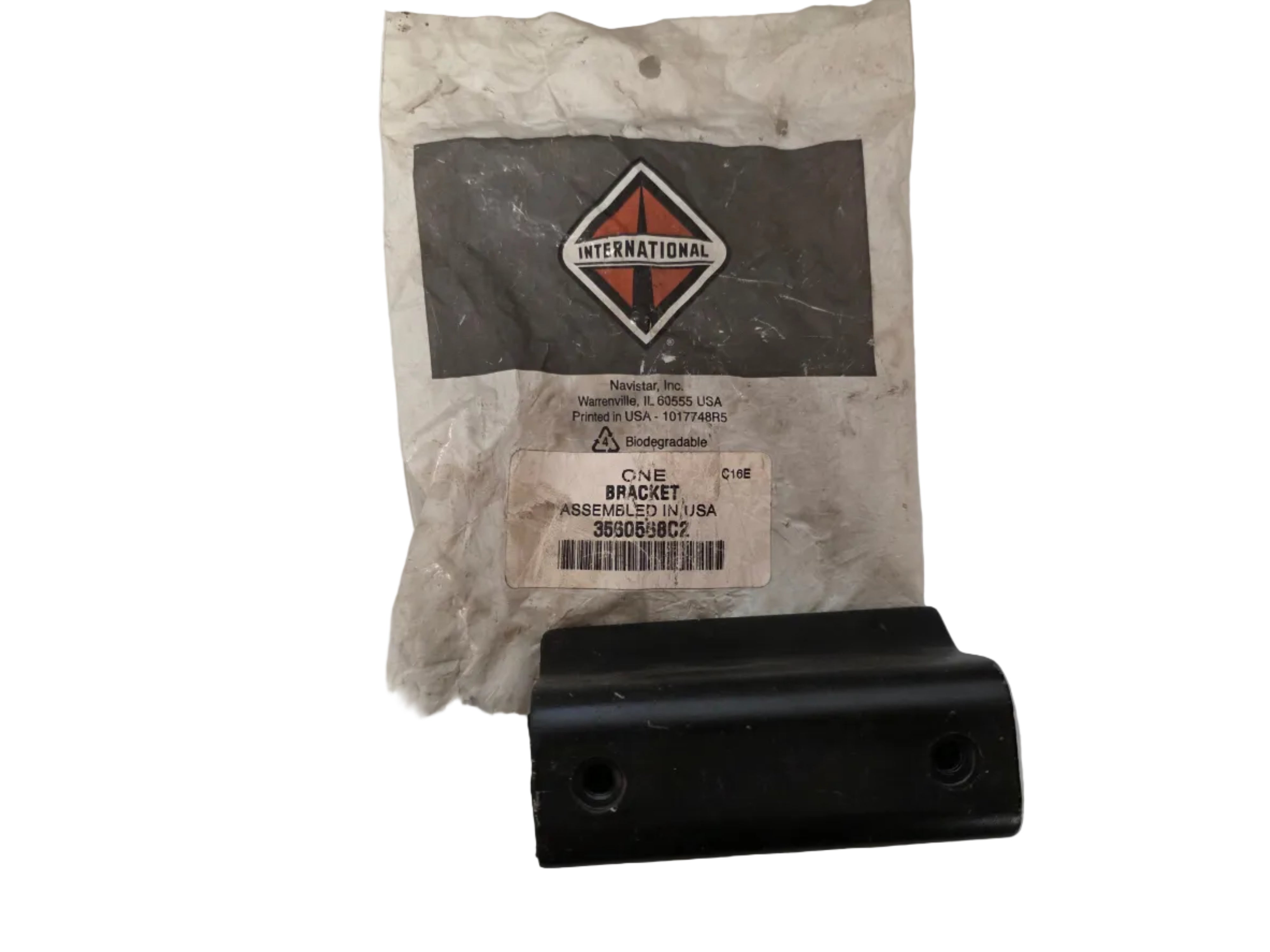 genuine International 3560568C2 outer hood support bracket with OEM Package