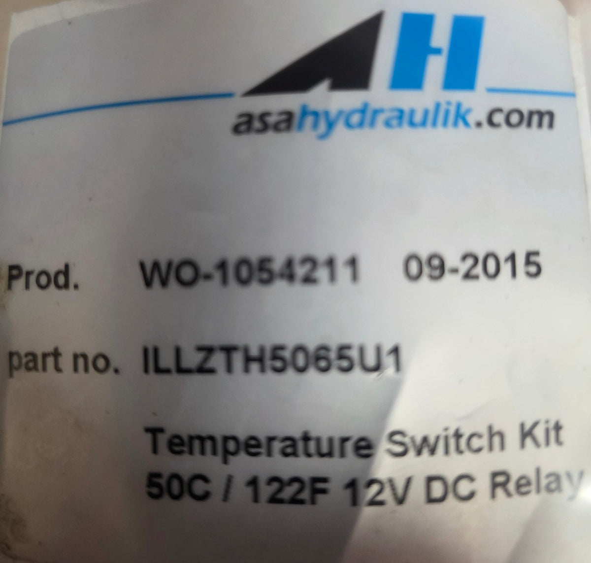 ILLZTH5065U1 ASA Hydraulik Temperature Switch Kit Parts Label
