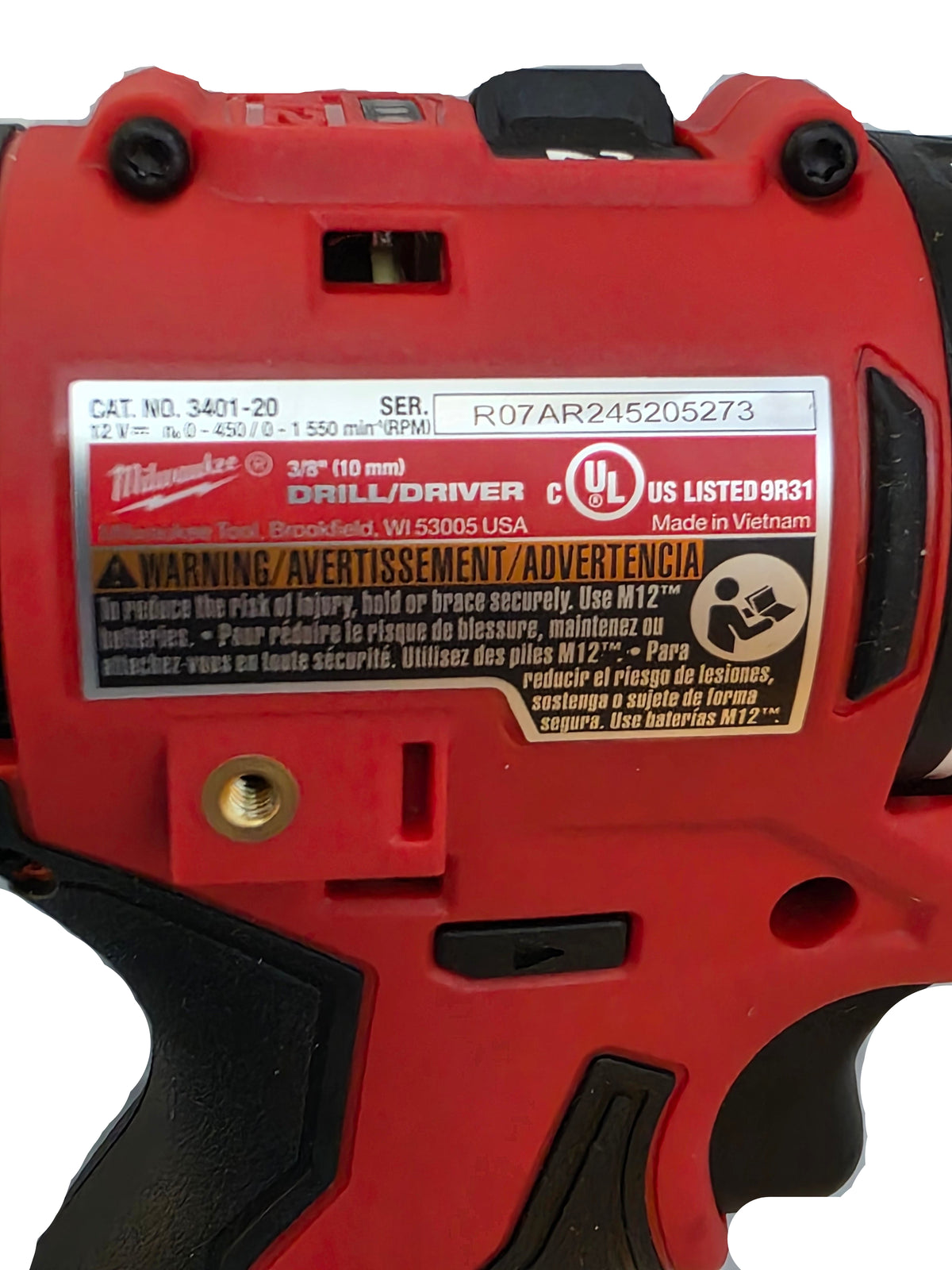 Milwaukee M12 12V Subcompact Brushless 3/8" Drill/Driver (Bare Tool) 3401-20