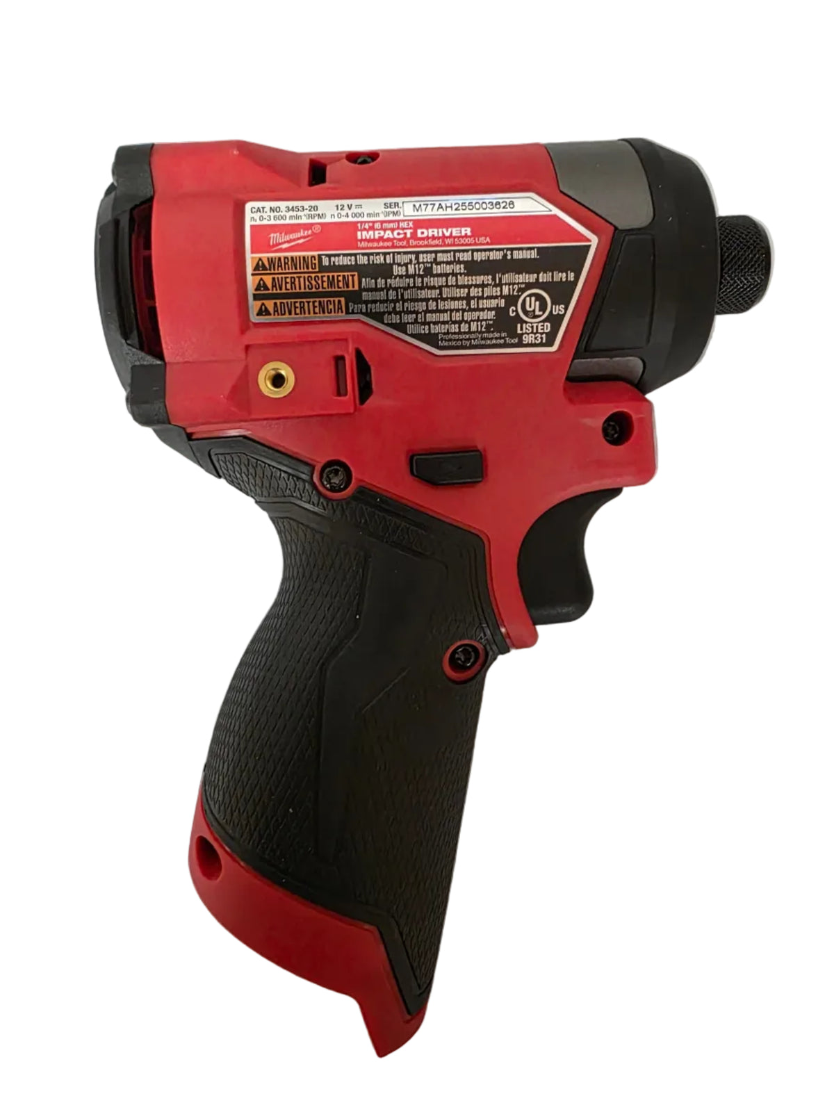 Milwaukee M12 FUEL 12V Subcompact Brushless 1/4" Hex Impact Driver (Bare Tool) 3453-20