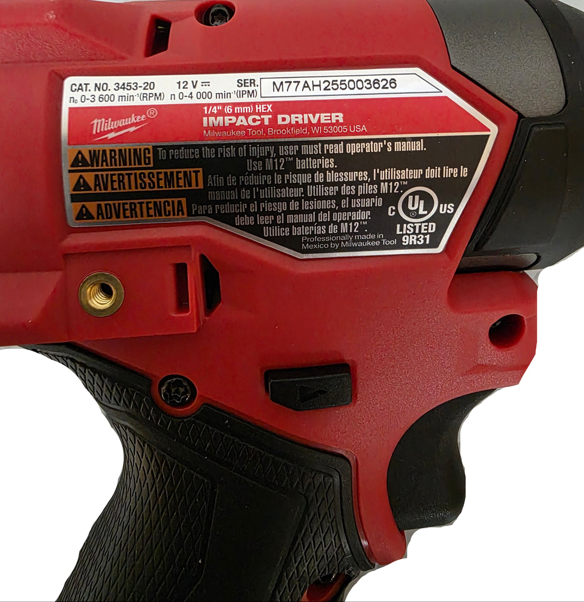Milwaukee M12 FUEL 12V Subcompact Brushless 1/4" Hex Impact Driver (Bare Tool) 3453-20