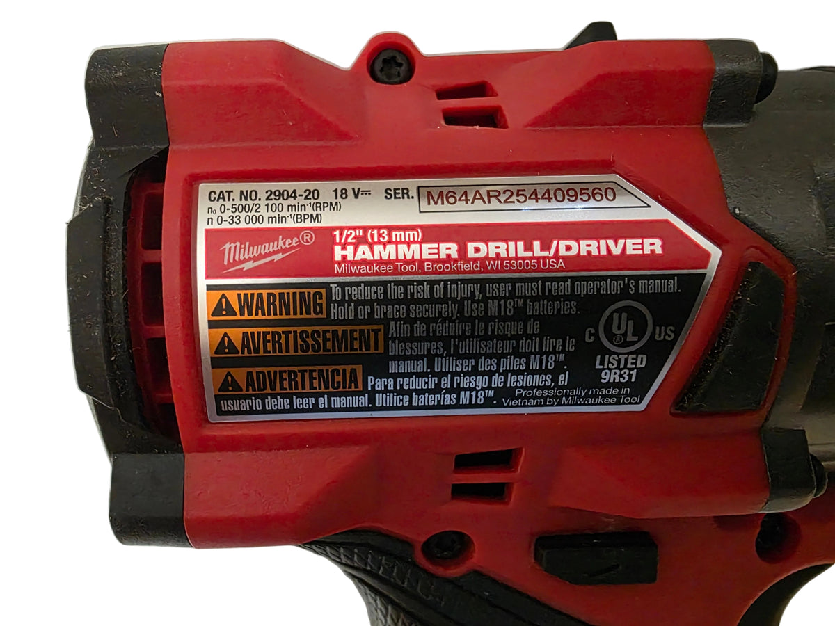 Milwaukee M18 2904-20 18V 1/2" Hammer Drill /Driver (Bare Tool)
