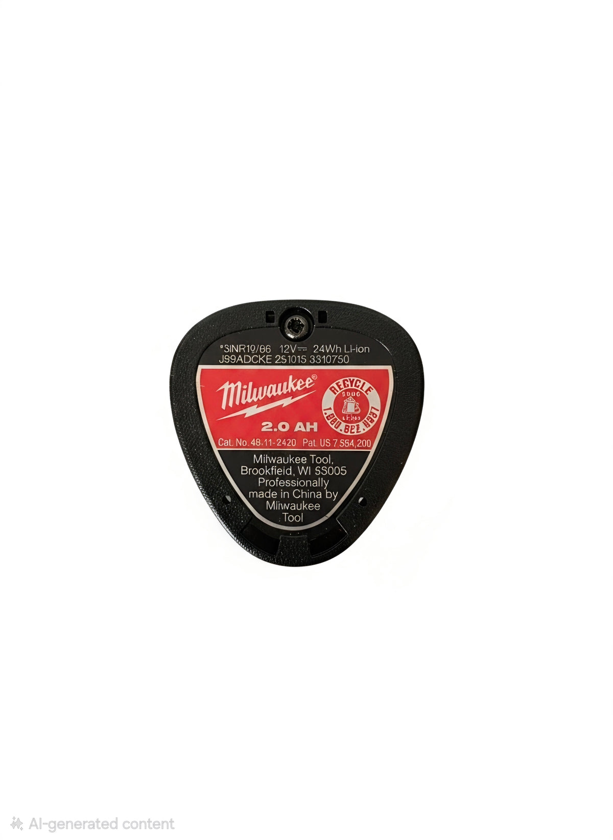 A single Milwaukee 2.0 Ah lithium-ion battery tool charger or battery unit photographed on a plain white background.