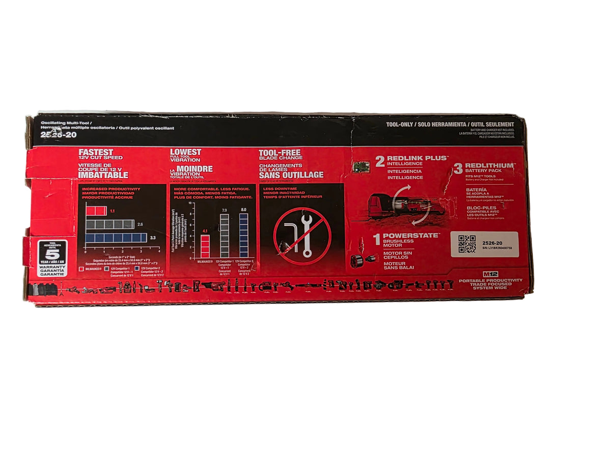 Milwaukee 2526-20 M12 FUEL 12V Cordless Oscillating Multi-Tool (Tool Only)