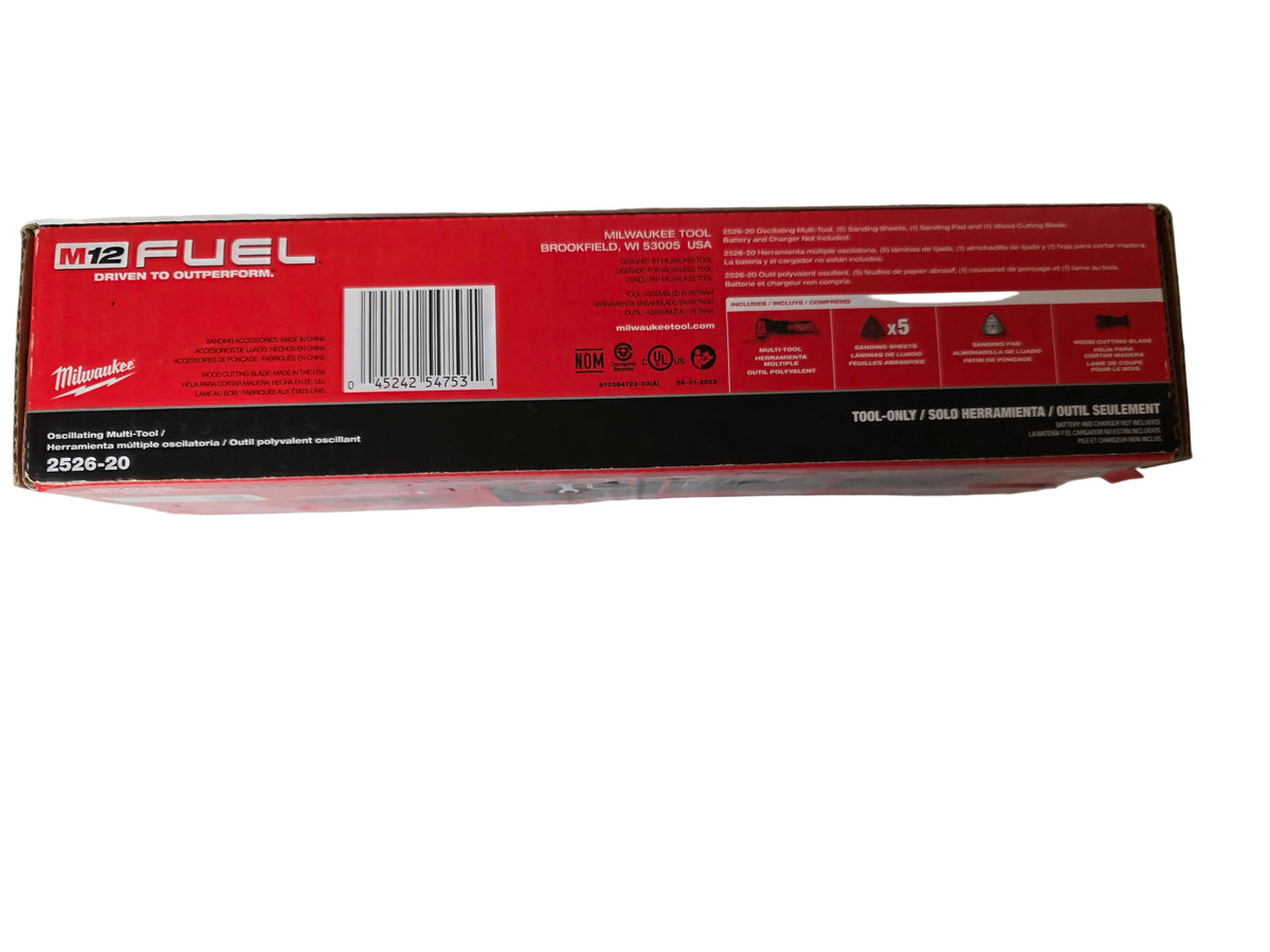 Milwaukee 2526-20 M12 FUEL 12V Cordless Oscillating Multi-Tool (Tool Only)