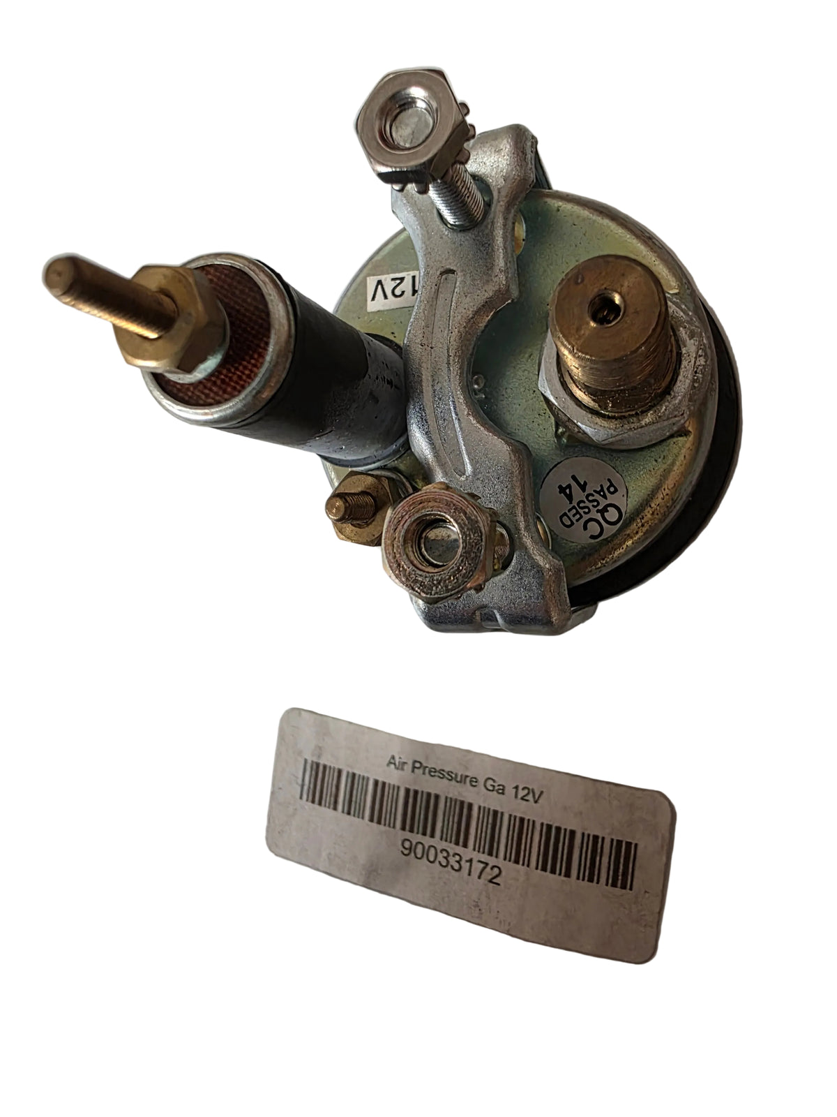 Air pressure gauge (Part #90033172) used on Kalmar Ottawa terminal tractors and yard trucks back view