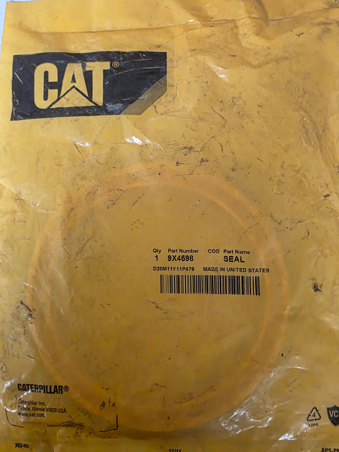 Genuine CAT 9X4598 Caterpillar 9X4598 in OEM Package