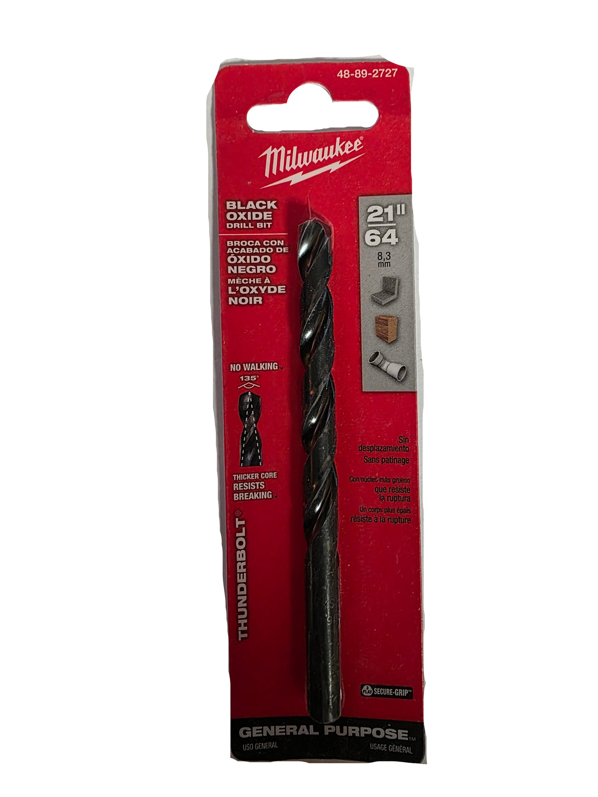 21/64"
Genuine Milwaukee Thunderbolt 
Black Oxide Jobber Length Drill Bit