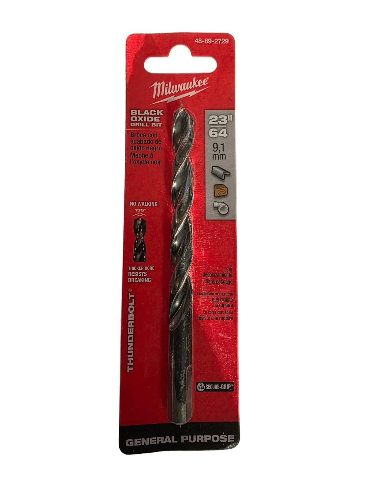 23/64"
Genuine Milwaukee Thunderbolt 
Black Oxide Jobber Length Drill Bit