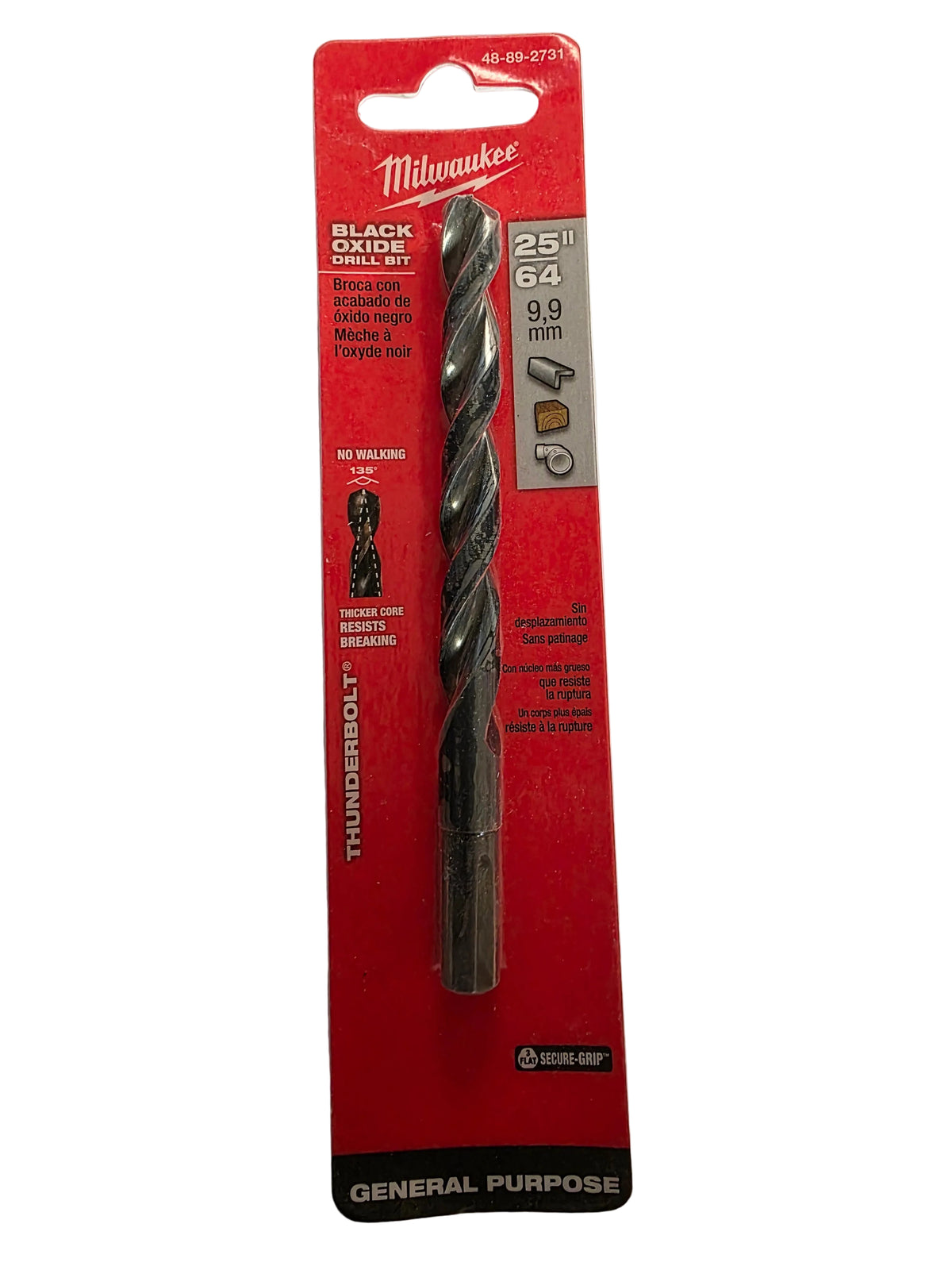 25/64"
Genuine Milwaukee Thunderbolt 
Black Oxide Jobber Length Drill Bit