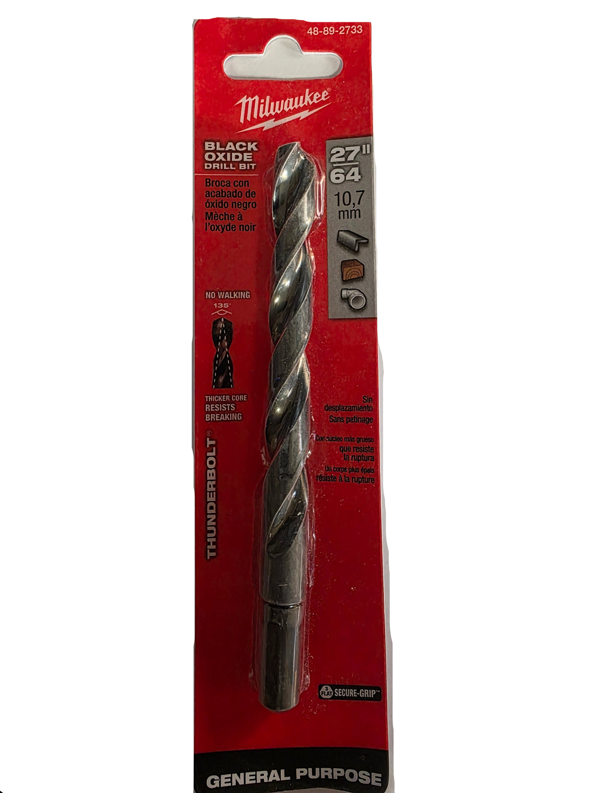27/64"
Genuine Milwaukee Thunderbolt 
Black Oxide Jobber Length Drill Bit