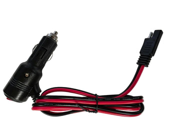 3.28ft. SAE to Cigarette Lighter Plug Extension Cable 16AWG, with Switch, 12V-24VDC 