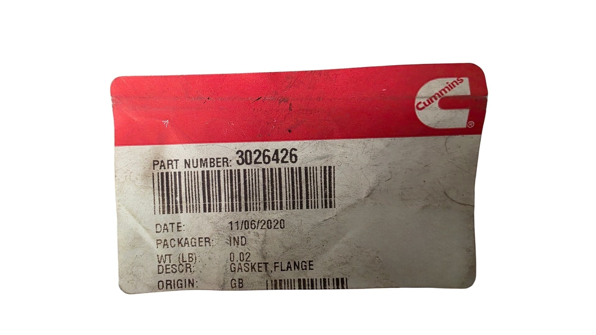 3026426 Cummins Gasket Label