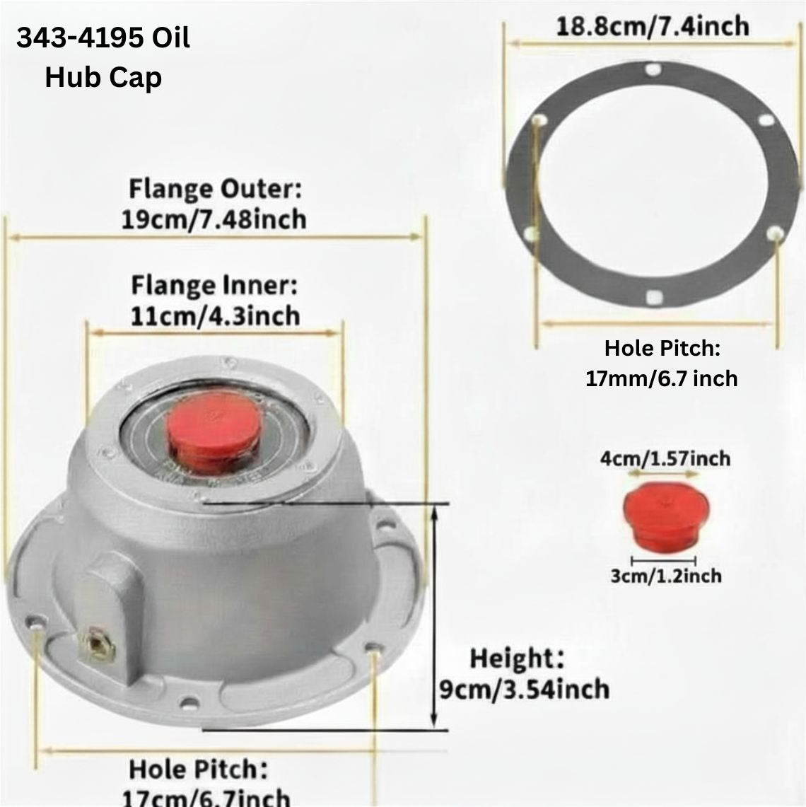 Aftermarket Hub Cap Kit for Stemco 343-4195 | 6-Bolt Pattern with Gasket & Plug