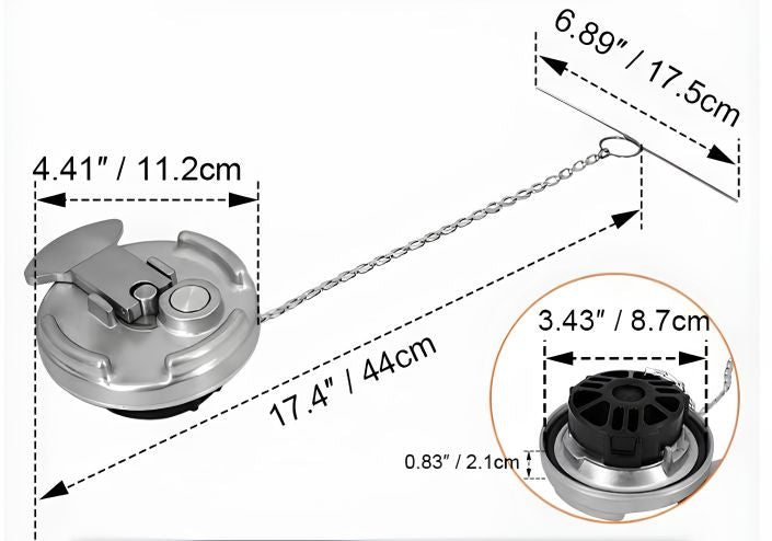 4" Aluminum Lever-Style Fuel Cap | Non-Locking Vented | Fits Peterbilt & International | New Aftermarket