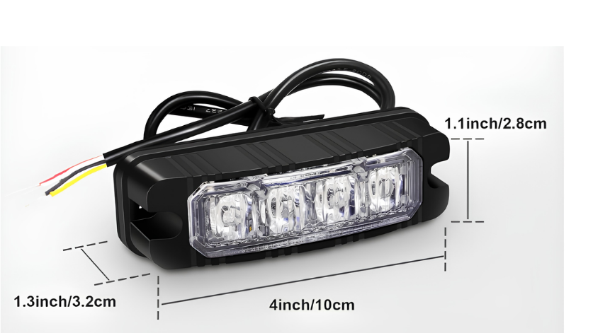 A black rectangular marine LED light with a dual-color amber and green light bar, shown on a solid white background.