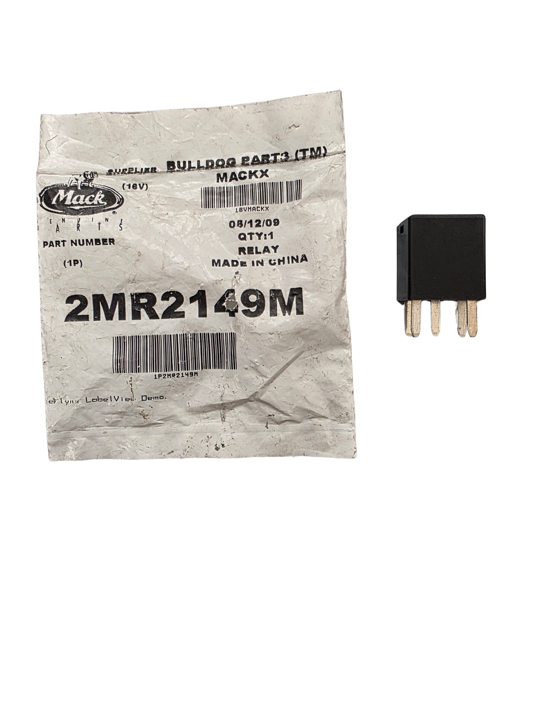 Genuine Mack 2MR2149 5-pin 12V relay switch for commercial trucks.