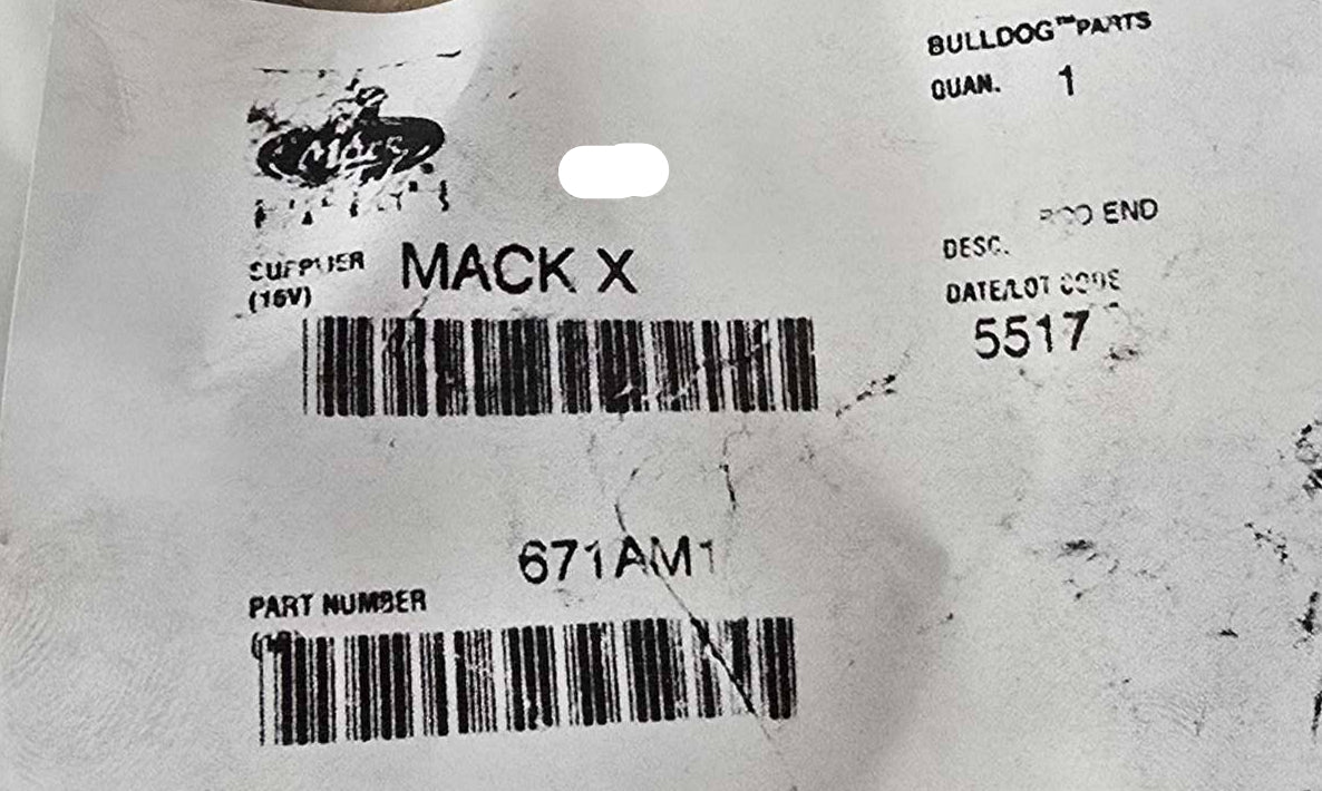 Mack Genuine Ball Joint 671AM1 | 3/4"-16 Thread | OEM New Old Stock OEM Label View