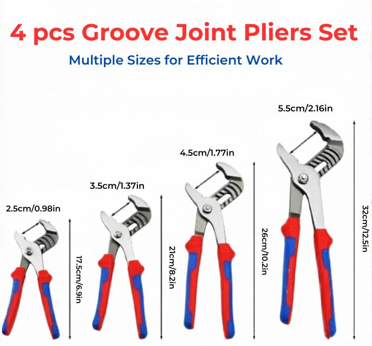 Adjustable Water Pump Pliers – Heavy Duty Tongue & Groove Plumbing Tools (Red & Blue Handles)