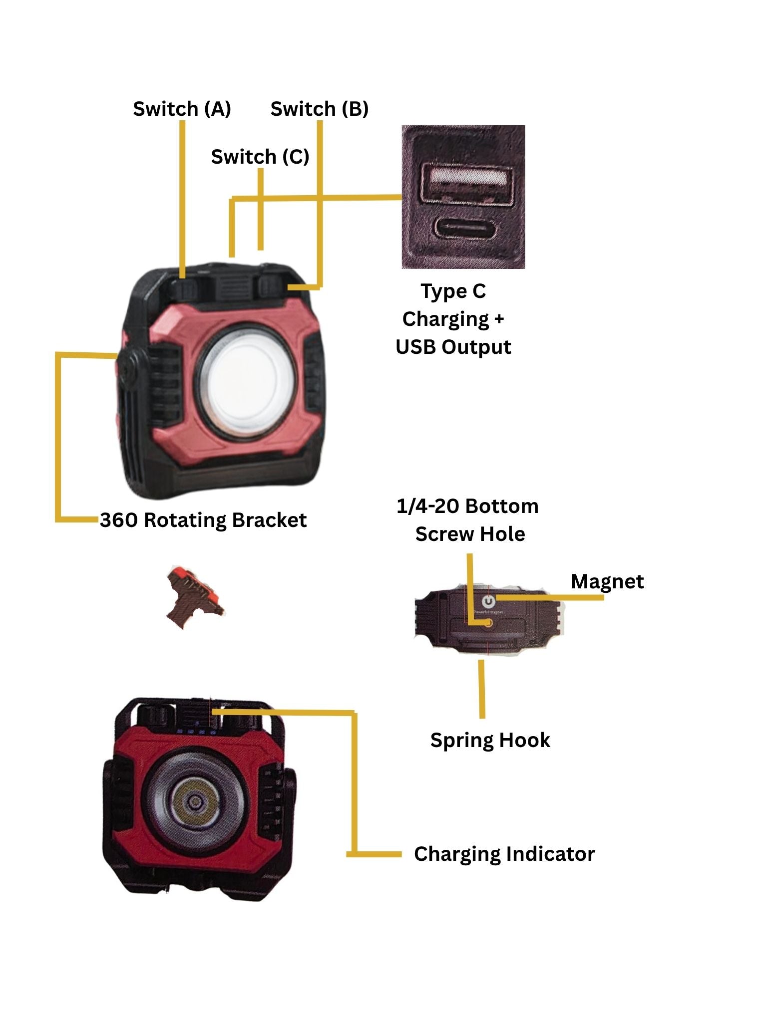 Better-Viz Pro Multi-Functional COB LED 2400 Lumen Rechargeable Work Light