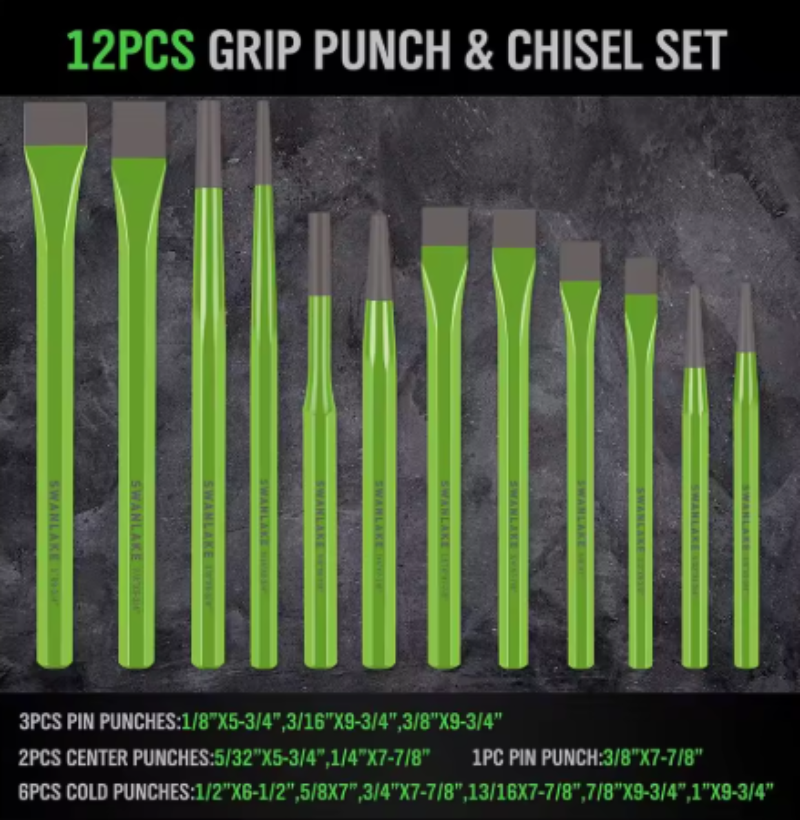 Swan Lake SW-66028 12 Piece Punch and Chisel Set 