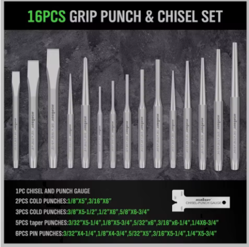 Swan Lake SW-66028 16 Piece Punch and Chisel Set 
