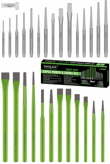 Swan Lake SW-66028 28 Piece Punch and Chisel Set  with OEM Package