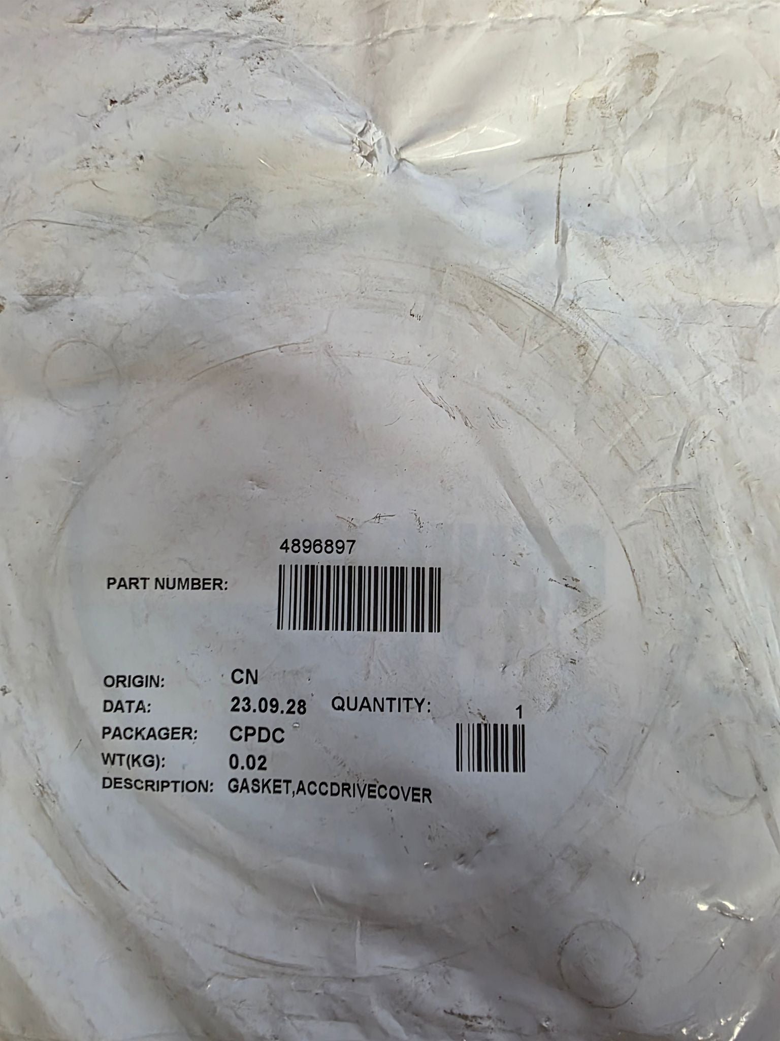 Genuine Cummins 4896897 Accessory Drive Gasket - For ISB, QSB, and 6BT Engines in OEM Package