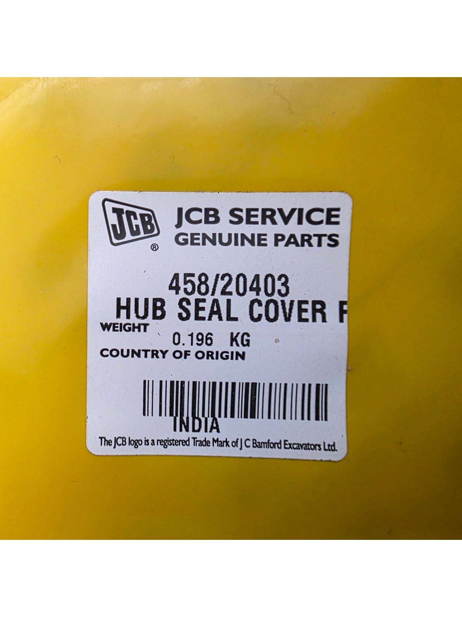 Genuine JCB Hub Seal Cover Plate 458/20403 | Fits 3CX, 3DX, 4CX, 214 | OEM Service Part label