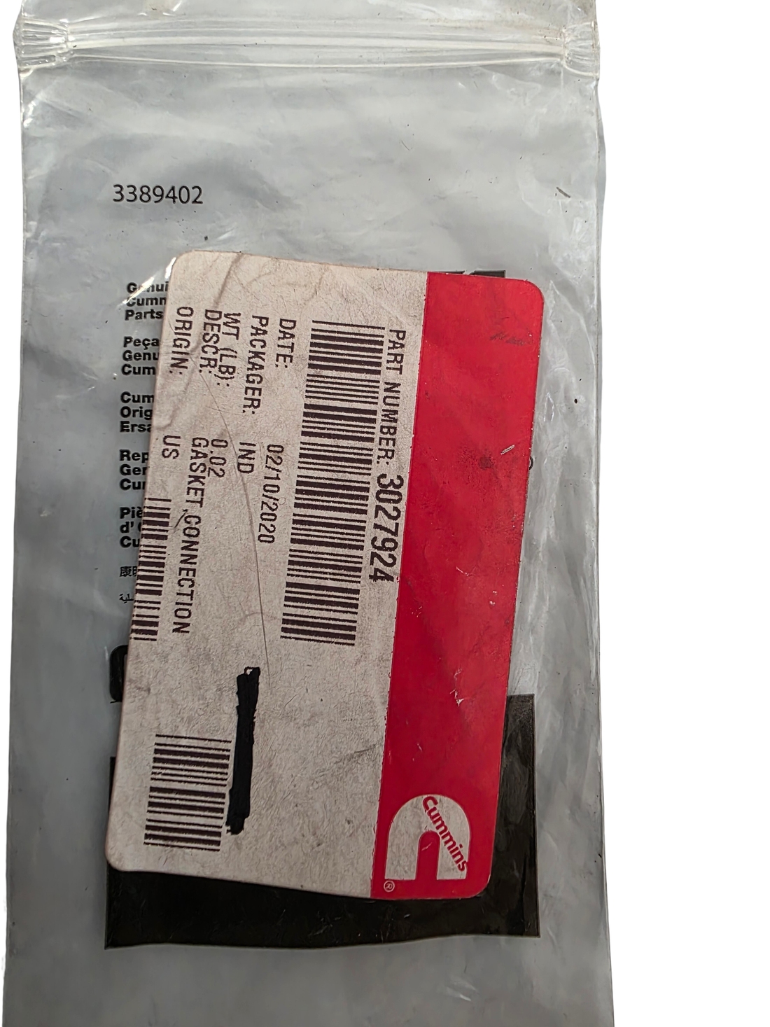 Genuine Cummins 3027924 Connection Gasket (L10, M11, ISM)