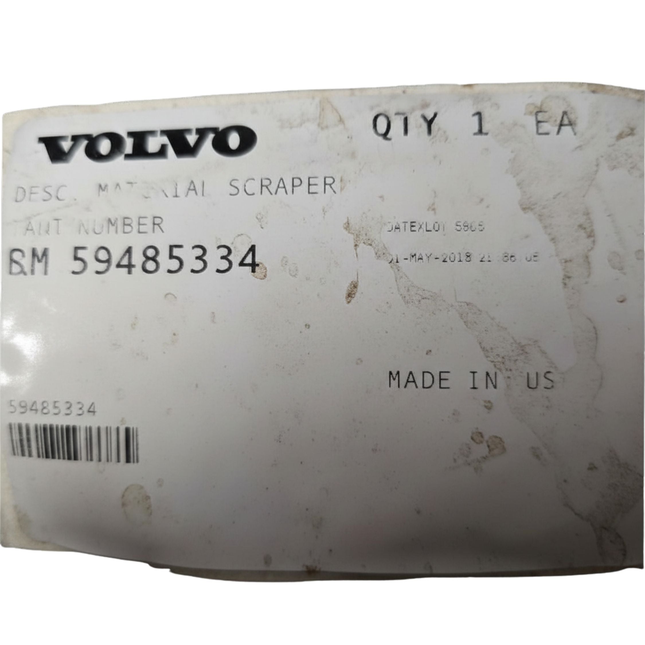Genuine Volvo Construction 5948534 Material Scraper (100mm) – OEM Compactor & Roller Rubber Scraper Parts Label