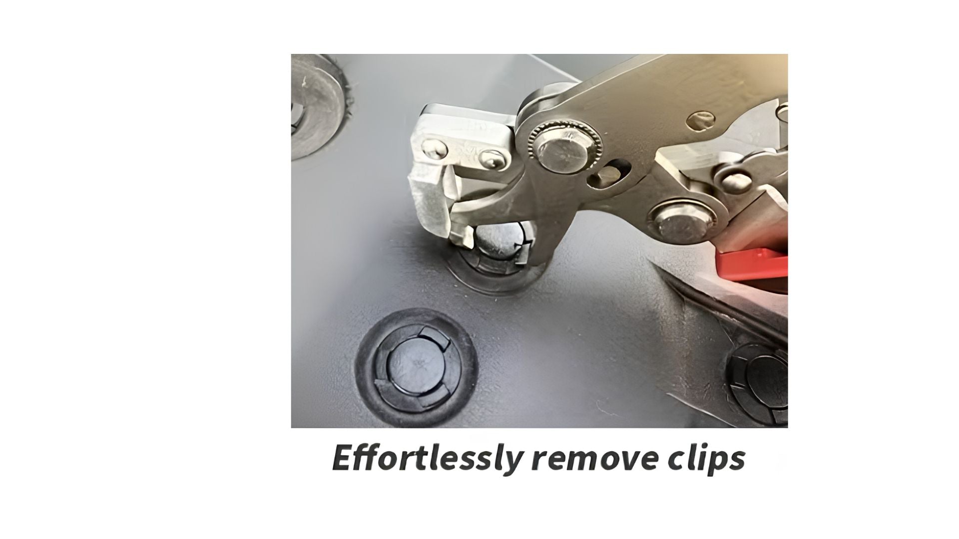 Stainless Steel Snap Plier & Clip Remover, 7.5 close-up clip removal view
