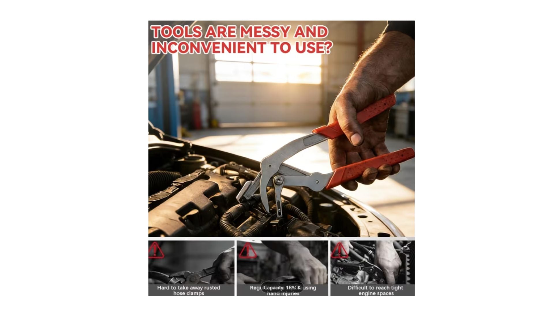 7" Light-Duty Stainless Steel Automotive Snap Pliers & Clip Remover | Red Grip tool hose clamp removal