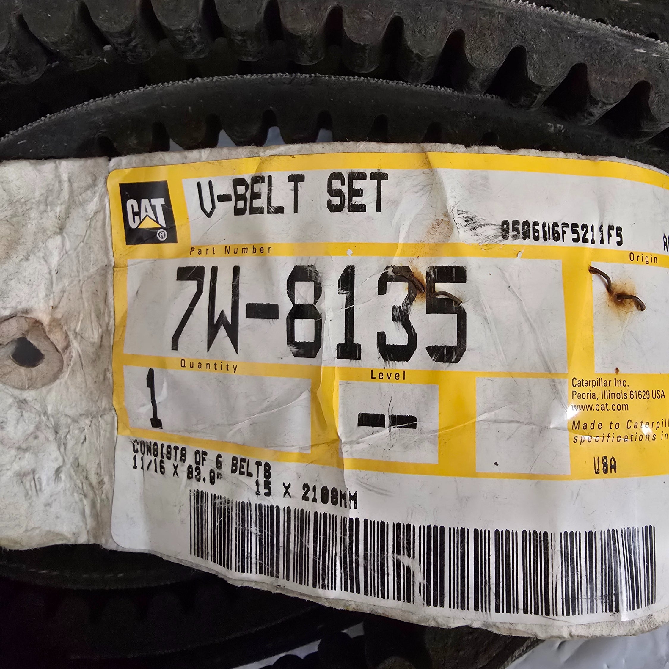 CAT P/N | 7W-8135 Engine Cooling Vee Belt OEM Caterpillar 7W8135 (Set of 6)