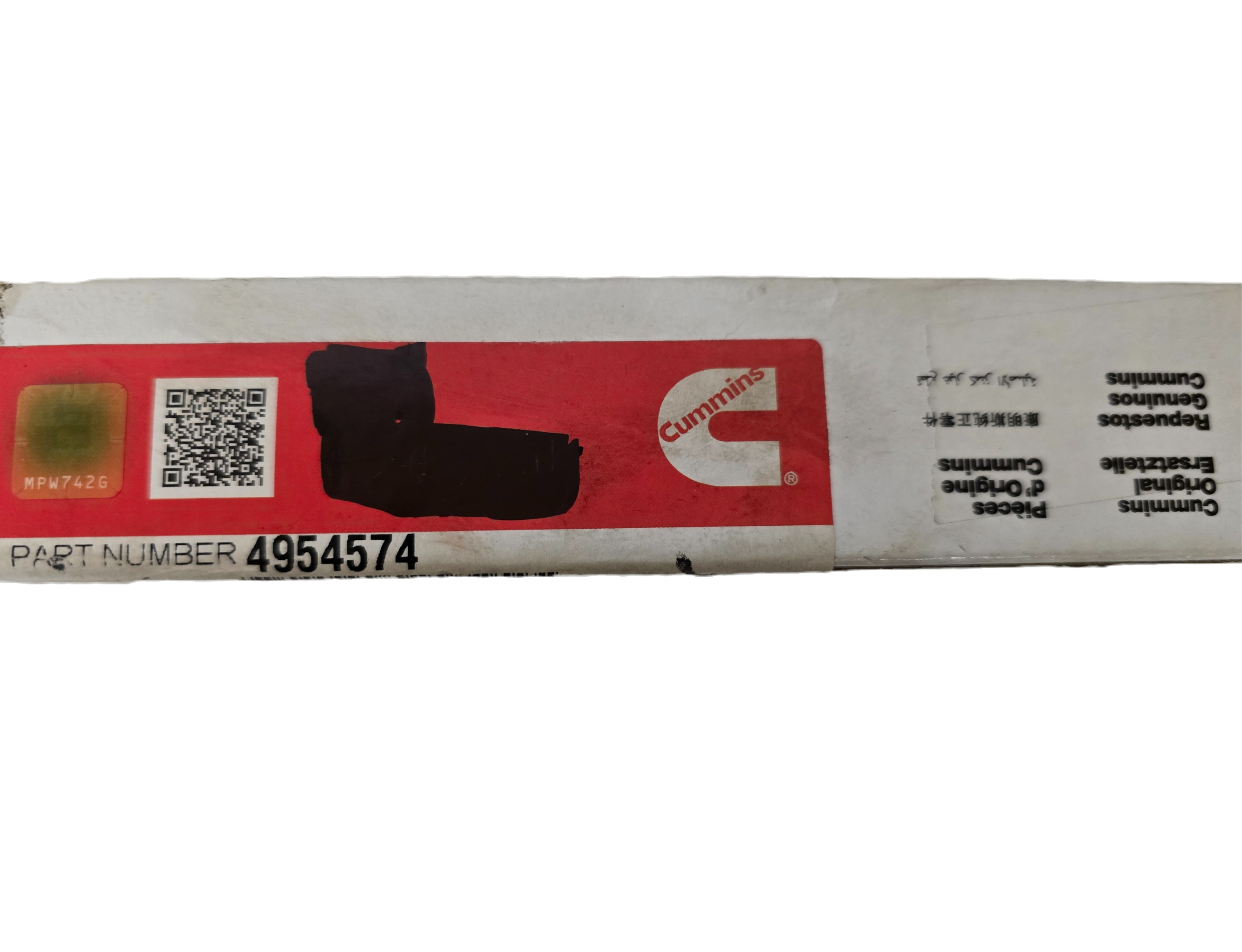 Genuine Cummins 4954574 exhaust gas temperature sensor with 2-pin connector and M12 threads.