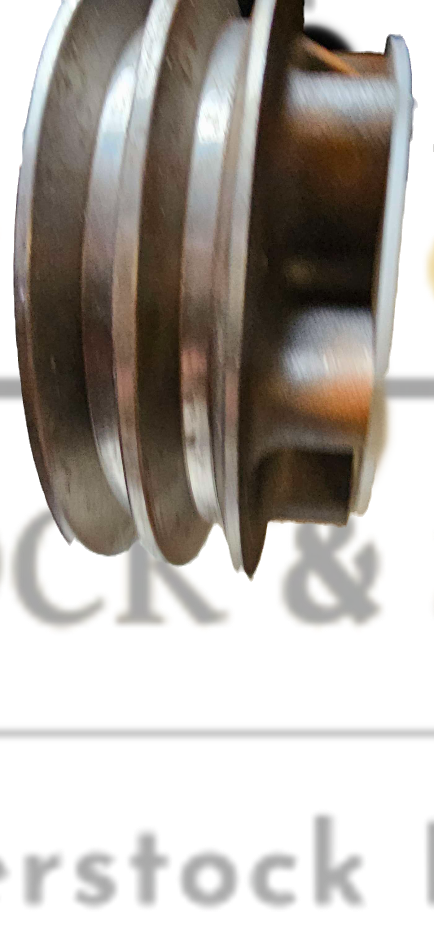 Metal pulley system with a clear background
